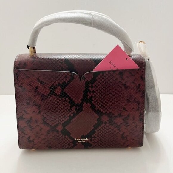 Kate Spade Nicola Snake-Embossed Twistlock Medium Top Handle Satchel Bag - Picture 4 of 7